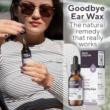 Marie Originals Natural Ear Oil Drops | Mullein Garlic Oil Ear Drops for Infections Prevention, Herbal Ear Ache Drops for Adults, Kids & Pets, Soothes Ear Pain & Wax Removal, Earache Remedies (1 Pack)