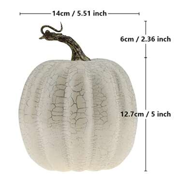 Gresorth 5.5 inch Large White Halloween Pumpkin Decoration Fake Sliver Cracked Pumpkins Artificial A...