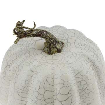 Gresorth 5.5 inch Large White Halloween Pumpkin Decoration Fake Sliver Cracked Pumpkins Artificial Autumn Fall Home Kitchen Party Table Centerpiece