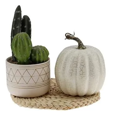 Gresorth 5.5 inch Large White Halloween Pumpkin Decoration Fake Sliver Cracked Pumpkins Artificial Autumn Fall Home Kitchen Party Table Centerpiece