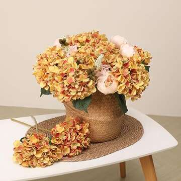 Kisflower Silk Hydrangeas - 6pcs Faux Flowers for Decor