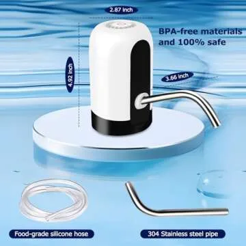 KUFUNG Water Dispenser for 5 Gallon Bottle - Rechargeable Water Pump for 5 Gal Jug, BPA-Free, Food Grade Silicone Hose, Stainless Steel Spout - 30-40 Days Battery Life, Easy One Switch Operation
