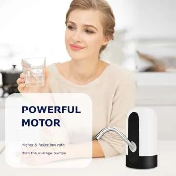 KUFUNG Water Dispenser for 5 Gallon Bottle - Rechargeable Water Pump for 5 Gal Jug, BPA-Free, Food Grade Silicone Hose, Stainless Steel Spout - 30-40 Days Battery Life, Easy One Switch Operation