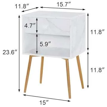 VECELO Nightstand Set of 2 Modern Night Stand/Side Table Easy Assembly with Drawer and Storage Shelf Wood Night Stand for Bedroom, Living Room, Small Places, White