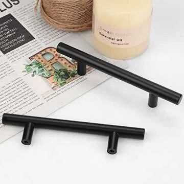 Probrico 10 Pack| 2.5 Inch Hole Centers Flat Black Modern Cabinet Handles, Cupboard Pulls Kitchen Cabinet Hardware T Bar Handle Dresser Pulls, 2.5 Inch Drawer Pulls