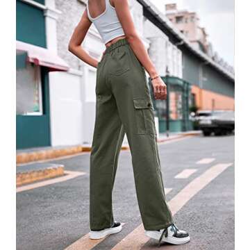 Stylish ZMPSIISA Women High Waisted Cargo Pants with 6 Pockets