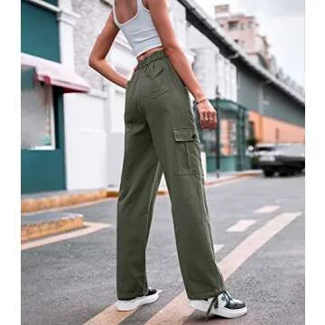 Stylish ZMPSIISA Women High Waisted Cargo Pants with 6 Pockets