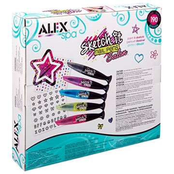 ALEX Toys Sketch It Nail Pens Salon Girls Fashion Activity, Sketch and Paint, Create Long Lasting Looks with Beautiful Nail Polish, For Ages 8 and up