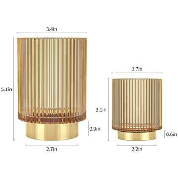 CANITORON Makeup Brush Holder 2 Pack, Glass Cosmetic Makeup Brush Organizer, Storage Organizer for Paint Brush, Pen, Pencil, Eyeliner, Bathroom Counter, Dresser, Bedroom Storage Cup-Amber S+L