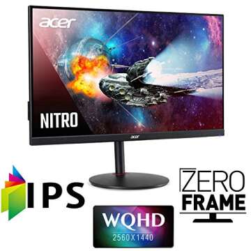 Acer Nitro XV272U Pbmiiprzx 27" WQHD (2560 x 1440) IPS G-SYNC Compatible Monitor, 144Hz, 1ms VRB, VE...