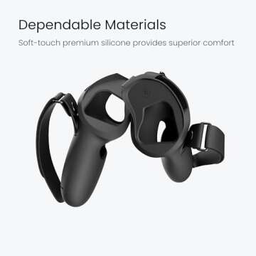 KIWI design Upgraded Controller Grips Cover Compatible with Meta Quest 2 Accessories, with Battery Opening Protector with Knuckle Straps (Black)