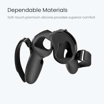 KIWI design Upgraded Controller Grips Cover Compatible with Meta Quest 2 Accessories, with Battery Opening Protector with Knuckle Straps (Black)