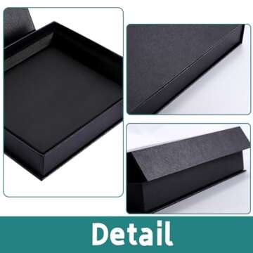 HingoFuni Decorative Photo Storage Box with Lid, 8x10 inch Black Photo Organizer Perfect to Store Your Pictures, Documents, Scrapbooking Supplies, Keepsakes and Other Memories in Style