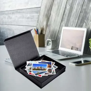 HingoFuni Decorative Photo Storage Box with Lid, 8x10 inch Black Photo Organizer Perfect to Store Your Pictures, Documents, Scrapbooking Supplies, Keepsakes and Other Memories in Style