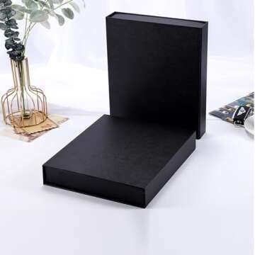 HingoFuni Decorative Photo Storage Box with Lid, 8x10 inch Black Photo Organizer Perfect to Store Your Pictures, Documents, Scrapbooking Supplies, Keepsakes and Other Memories in Style