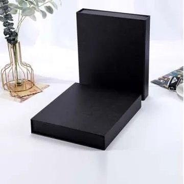 HingoFuni Decorative Photo Storage Box with Lid, 8x10 inch Black Photo Organizer Perfect to Store Your Pictures, Documents, Scrapbooking Supplies, Keepsakes and Other Memories in Style