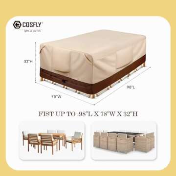 COSFLY Waterproof Patio Furniture Set Covers Durable, Outdoor Table and Chair Covers Rectangular Lar...