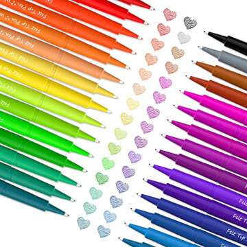 Lelix 30 Colors Felt Tip Pens, Medium Point Assorted Markers Pens For Journaling, Writing, Note Taki...