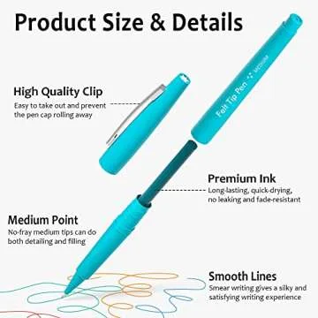 Lelix 30 Colors Felt Tip Pens for Journaling and Art