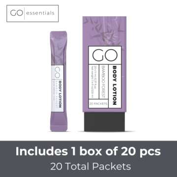 GO Essentials Travel Lotion Packets – Single Use Body and Hand Lotion for Hydrated Skin and Travel...