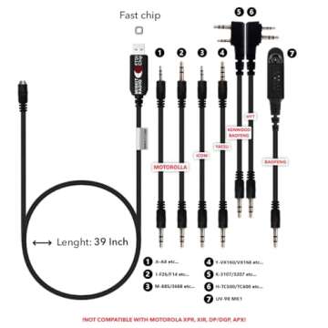 MIRKIT FTDI USB Programming Cable - 7-in-1 Ham Radio Accessory for Baofeng UV-5R, Kenwood, Wouxun