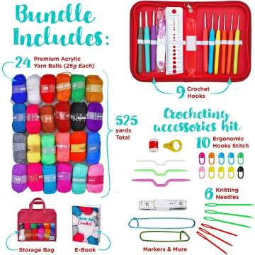 Beginner-Friendly J MARK Crochet Kit with Yarn & Tools