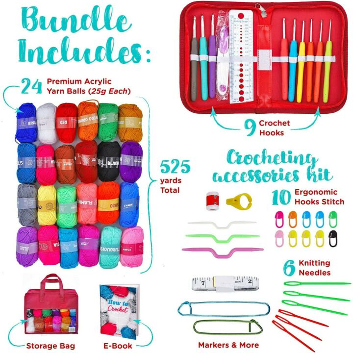 Beginner-Friendly J MARK Crochet Kit with Yarn & Tools