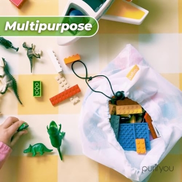 purifyou Reusable Produce Bags, Heavy Duty Double Stitched Washable Mesh Grocery Bag with Drawstring, Ideal for Farmers Market, Beach, and Refrigerator Storage, Set of 9 (XL, Large, Small)