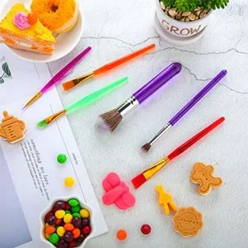 Patelai 8 Pieces Cake Candy Decorating Brushes Food Fondant Tools Food Painting Brushes for Cake, Chocolate Sugar, Cookie Decorating Supplies with Fondant and Gum Paste Tool