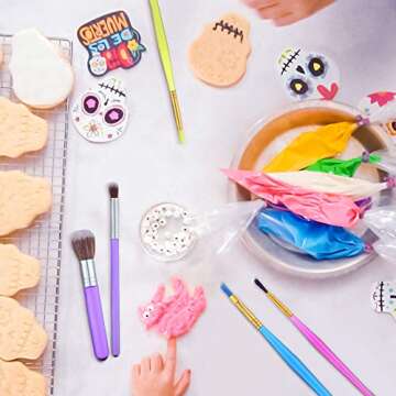 Patelai 8 Pieces Cake Candy Decorating Brushes Food Fondant Tools Food Painting Brushes for Cake, Chocolate Sugar, Cookie Decorating Supplies with Fondant and Gum Paste Tool