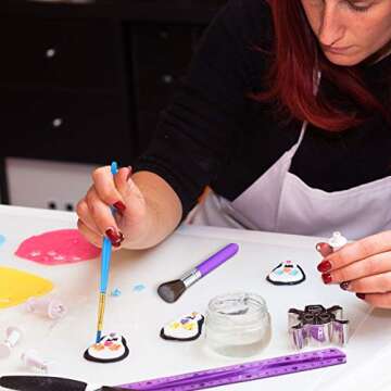 Patelai 8 Pieces Cake Candy Decorating Brushes Food Fondant Tools Food Painting Brushes for Cake, Chocolate Sugar, Cookie Decorating Supplies with Fondant and Gum Paste Tool