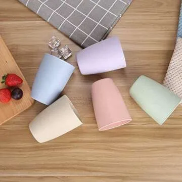 LuckyZone Wheat Straw Unbreakable Cup (12 oz) - Reusable Drinking Glasses Set of 5 - Dishwasher Safe Tumbler - BPA Free & Eco-Friendly (5Pcs)