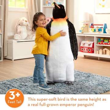 Melissa & Doug Giant Lifelike Plush Emperor Penguin Standing Stuffed Animal (3.4 Feet Tall) - Plush ...
