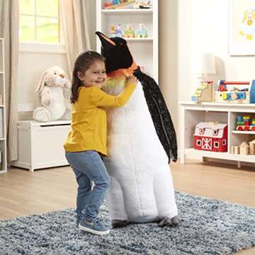 Melissa & Doug Giant Lifelike Plush Emperor Penguin Standing Stuffed Animal (3.4 Feet Tall) - Plush Toy