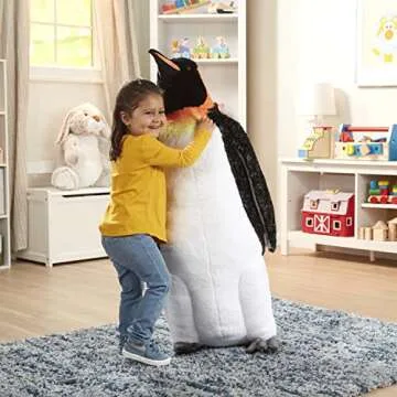 Melissa & Doug Giant Lifelike Plush Emperor Penguin Standing Stuffed Animal (3.4 Feet Tall) - Plush Toy