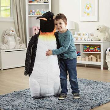 Melissa & Doug Giant Lifelike Plush Emperor Penguin Standing Stuffed Animal (3.4 Feet Tall) - Plush Toy
