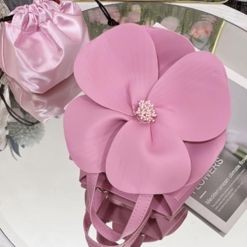 Mini Flower Evening Purse Bridal Clutch for Wedding PU Leather Evening Handbag with Chain Wedding Party Prom Crossbody Purses