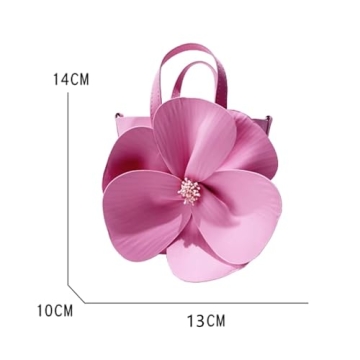 Mini Flower Evening Purse Bridal Clutch for Wedding PU Leather Evening Handbag with Chain Wedding Party Prom Crossbody Purses