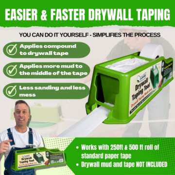 Buddy Tools Drywall Finishing Tools Kit, Set of Four - Includes Tape Dispenser, Outlet Marker, Mud Mixer, Bucket Scoop - Complete Set of Durable DIY Drywall Mud Tools for Taping and Finishing