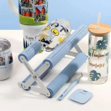 Craft Express Tumbler Cradle Holder for Crafting Blue with Foam Measuements and Adjustable Widths for Any Cups, Mugs, tumblers, Bottles, Vinyl Crafting