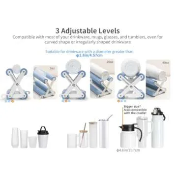 Craft Express Tumbler Cradle Holder for Crafting Blue with Foam Measuements and Adjustable Widths for Any Cups, Mugs, tumblers, Bottles, Vinyl Crafting