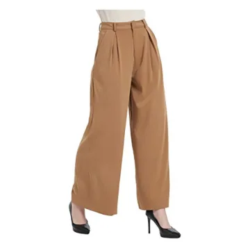 Tronjori Women High Waist Casual Wide Leg Palazzo Pants Trousers
