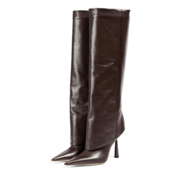 Goolita Fold Over Boots: Stylish Knee High Stiletto Heels for Women