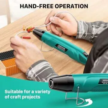 SEEKONE Handheld Heat Gun, 662℉ Portable Mini Hot Air Gun with 4.9Ft Long Cable, Overheat Protection and Fast Heating Reflector Nozzle for DIY, Craft Embossing, Shrink Wrapping, Electronics