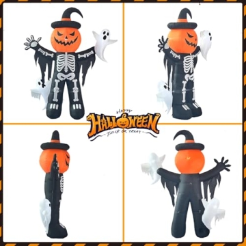 LANGXUN 8ft Skeleton Pumpkin Inflatable Halloween Decor