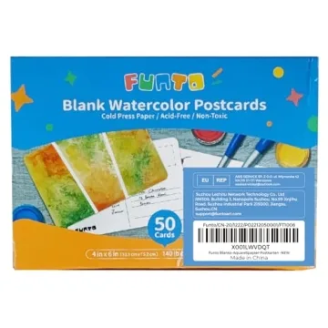 Funto Watercolor Postcards - 50 Premium Blank Cards
