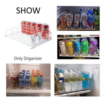 Drink Organizer for Fridge - Automatic Pusher Glide Holds 15 Cans