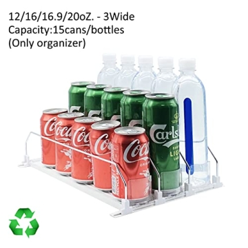 Drink Organizer for Fridge - Automatic Pusher Glide Holds 15 Cans