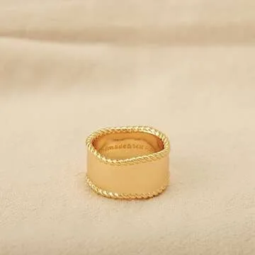 GNIRTSI Gold Twisted Band Ring Minimalist Jewelry Women