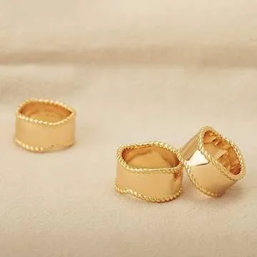 GNIRTSI Gold Twisted Band Ring Minimalist Jewelry Women